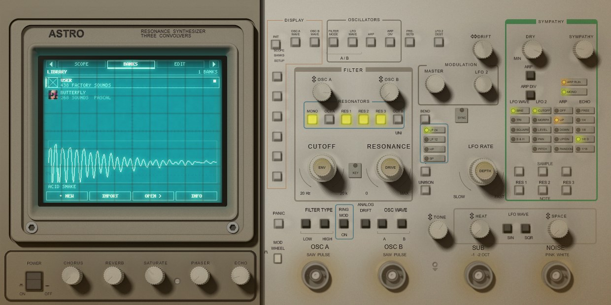 The ASTRO sound browser listing factory presets